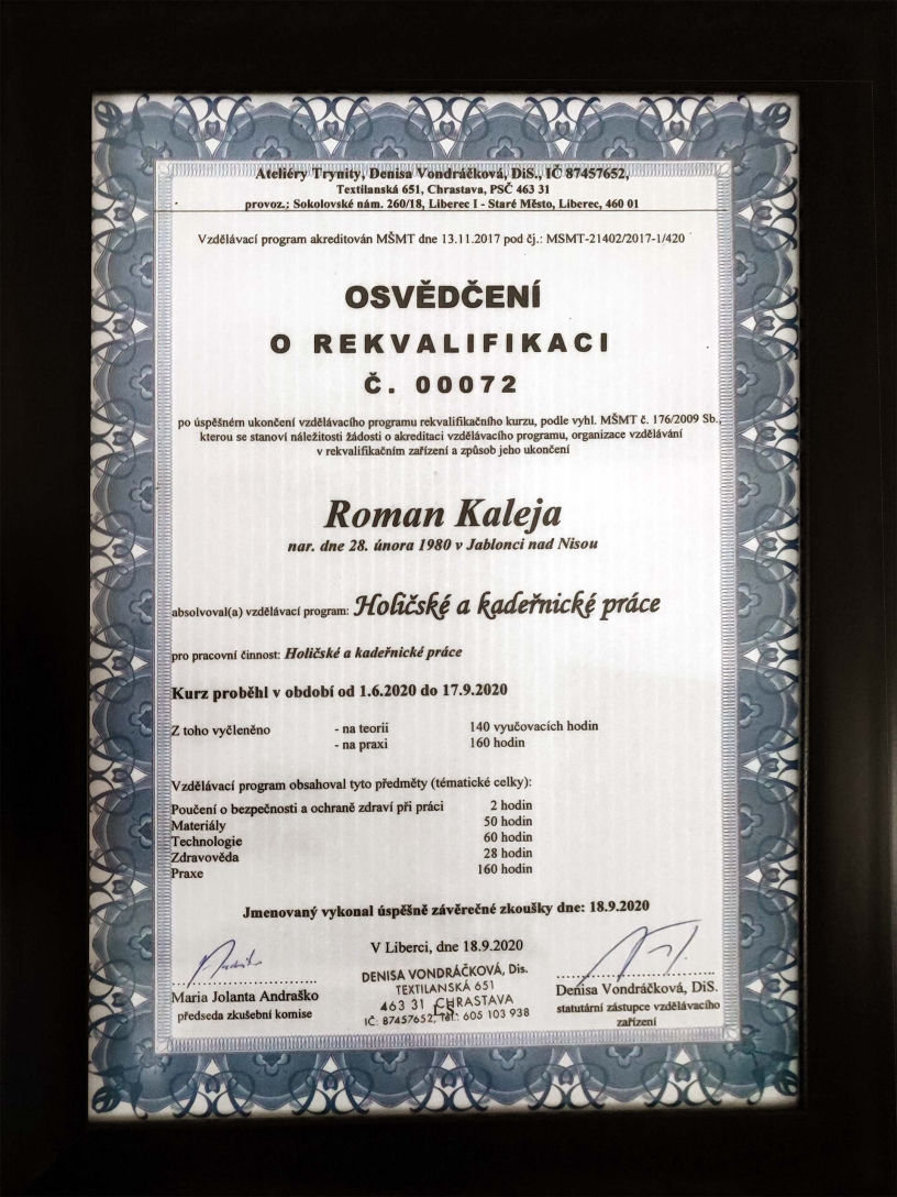 Romano Gentleman Jablonec nad Nisou Barber Pánské holičství a kadeřnictví dětské střihy